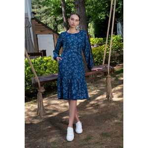 Robe longue de luxe pour femme en viscose à col montant, manches longues, froncée, avec découpes, taille empire, unie, en élasthanne, pour les fêtes de printemps et les anniversaires - Product Image 2