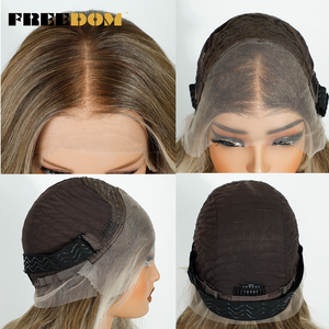 LIBERDADE 24 Inch Long Body Wave peruca frontal sintética para as Mulheres 360 Frontal <span class=keywords><strong>Wig</strong></span> Destaque para Ombre Blonde Brown Small Cap - Product Image 6