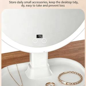 MSY Round <b>LED</b> Makeup Mirror Touch Control LCD Display Rechargeable <b>Vanity</b> Mirror Adjustable Light for Home Use - Product Image 2