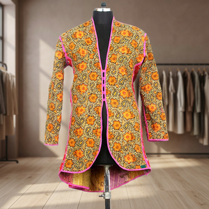 Sari Kantha de algodón Vintage indio antiguo, Kimono hecho a mano - Product Image 2