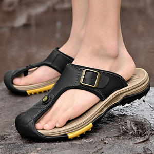 Sandalias Cómodas y Transpirables de Cuero Vacuno para Hombre, Sandalias Casuales Abiertas con Plataforma Plana, Amortiguación Suave, Antideslizantes, para Verano - Product Image 2