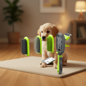 Peine 5 en 1 Intercambiable para Aseo de Mascotas, Desenredante y Masajeador con Cerdas para Perros, Verde - Product Image 2