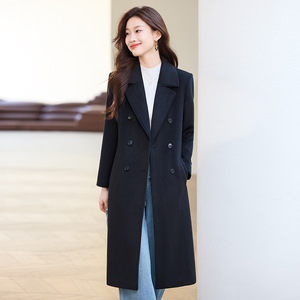 Women's Mid Length Trench Coat Beige Elegant Autumn Winter Polyester Woven Full Sleeve Comfortable Style - Product Image 2