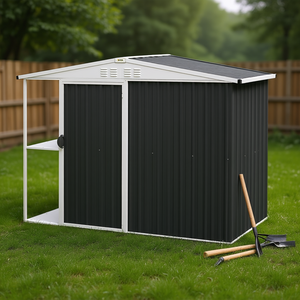 Caseta de Almacenamiento Metálica para Jardín, 8 x 4 pies, Gris Oscuro, con Puerta con Cerradura, para Uso en Exteriores y Patios Traseros - Product Image 3