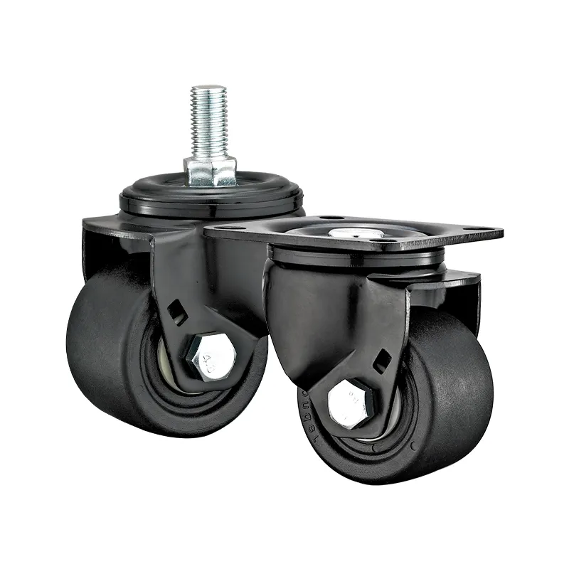 Roda nilon untuk mobil, caster profil rendah 2.5 "3", pusat gravitasi roda nilon tugas berat, roda PU warna hitam