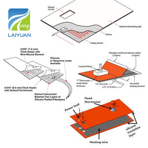 लाइयुआन 24v 200w 200*200 मिमी 3 मीटर चिपकने वाला लचीला सिलिकॉन रबर हीटर पैड हीटर ntc 100k के साथ - Product Image 6
