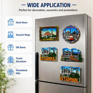 Aimant de réfrigérateur <span class=keywords><strong>d</strong></span>écoratif personnalisé OEM ODM en résine 3D peinte à la main, logo Turquie Istanbul, souvenir de voyage - Product Image 2