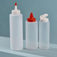 Bouteille en plastique PP transparente SK 500 ml avec bouchon à vis pour sauce chili, sauce piquante, condiment, ketchup, mayonnaise