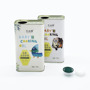 Lata de Hojalata Rectangular Personalizada con Logotipo, Vacía, de 750 ml, para Aceite de Oliva, con Tapa de Plástico, Impresión Offset, Grado Alimenticio - Product Image 1
