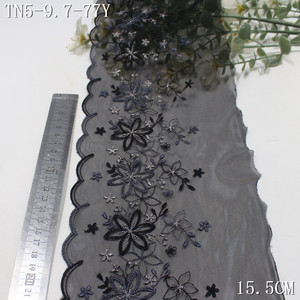 Dentelle florale scintillante en gros, dentelle française brodée de 15 cm, dentelle en tulle noir pour textile de maison, vêtements, accessoires pour cheveux - Product Image 2
