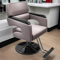 Fauteuil de Barbier Moderne Haut de Gamme en Acier Noir avec Fonctions Pivotantes et Réglables en Hauteur, Chaise de Salon pour Hommes, Spa, Salon de Coiffure en Cuir