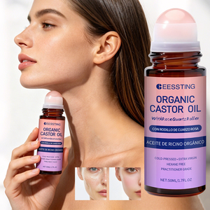 Aceite de Ricino Orgánico de Marca Privada para el Cuidado Corporal, Repara la Piel Áspera, Promueve la Salud del Cuero Cabelludo, con Rodillo de Rosa - Product Image 1