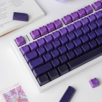 MAO cat High-profile Side-sculpted Translucent Full Set Black purple PBT 5-face Dye-sublimated Keycapscross-border Bestseller