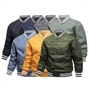 Blouson Bomber Homme Couleur Unie Coupe Droite Col Montant Coupe-Vent Décontracté Hiver 100% Coton Style Urbain Tendance - Product Image 1