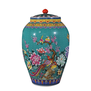 Jingdezhen High Quality Antique Chinese Green Ceramic Ginger Jar <strong>Vase</strong> Customized Home Decors Art Deco Style <strong>Floor</strong> <strong>Vase</strong> - Product Image 1