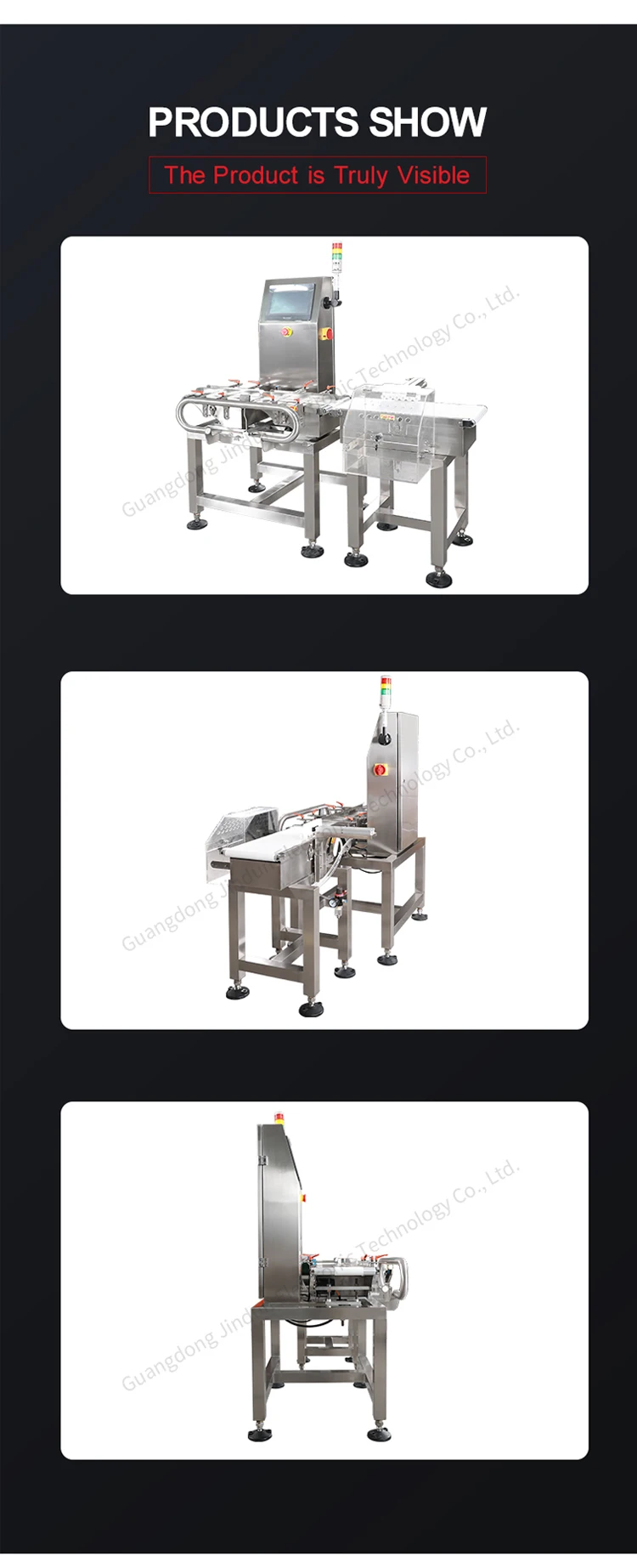 Touch Screen High Accuracy Automatic Conveyor Belt  Small Check Weigher with Rejector