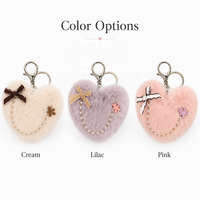 Porte-clés cœur en fausse fourrure de vison moelleuse, breloque pompon doux et mignon, pour sac, clés de voiture, sac à main, cadeau