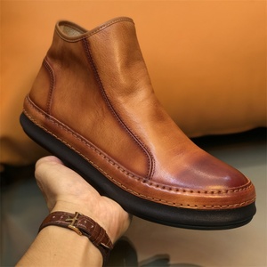 Zapatos Deportivos de Hombre con Cierre Lateral, Botines Retro a la Moda, Planos y Cómodos, Estilo Nuevo, Zapatos de Cuero para Caminar - Product Image 1