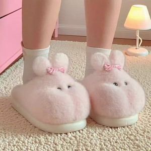 Zapatillas de conejito XIXIXITIAO para niñas, <span class=keywords><strong>zapatos</strong></span> de <span class=keywords><strong>Casa</strong></span> de conejo de felpa suave, bonitos toboganes antideslizantes Rosas y blancos para interiores, cálidos y acogedores para dormitorio - Product Image 4
