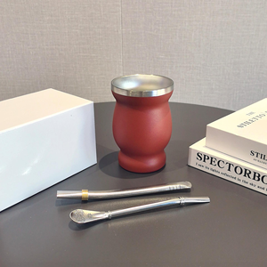 Commerce extérieur de haute qualité nouvelle tasse en acier inoxydable à double paroi de 8oz en forme de <span class=keywords><strong>gourde</strong></span> avec paille et brosse - Product Image 5