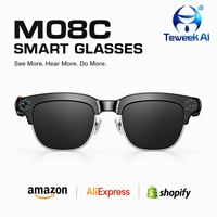 Gafas de Grabación con IA M08C, Cámara de 8MP, Captura de Fotos, Vídeos y Audio, Transferencia Inalámbrica, Batería de 300 mAh, Resistencia al Agua IPX4, 7 Horas de Duración