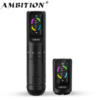 Máquina de Tatuaje Rotativa Inalámbrica Profesional Ambition Seher con Carrera Ajustable de 2.2-4.2mm y Doble Batería para Arte Corporal