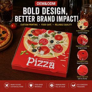 Caja de Pizza Corrugada de Alta Gama, Resistente al Agua, Fabricada con Materiales Reciclados Ecológicos, Personalizable, de 8-16 Pulgadas, Venta al Por Mayor - Product Image 1