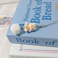 Chaîne de téléphone colorée avec pendentif en perles, motif cœur mignon et féminin, décoration de dessin animé chat, accessoire porte-clés