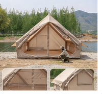 Tente gonflable quatre saisons en tissu Oxford beige imperméable 6,3 m² à ouverture rapide automatique à porte unique pour le camping en plein air
