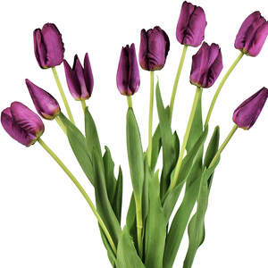 INUNION alta calidad PU Faux tulipán flores púrpura flores artificiales Real Touch tulipán para Decoración - Product Image 2