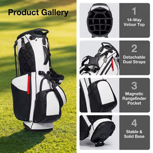 กระเป๋ากอล์ฟ PRIMUS <span class=keywords><strong>GOLF</strong></span> แบบมีขาตั้ง รุ่นหรูหรา หนังแท้ ปรับแต่งได้ 6/14 ช่อง Ghost <span class=keywords><strong>Vessel</strong></span> Jones Stitch น้ำหนักเบา - Product Image 2