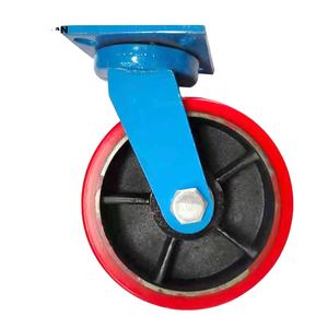 Ruota girevole da 2 tonnellate da 8 pollici di colore rosso, Super pesante, con bloccaggio fisso, ruote - Product Image 4