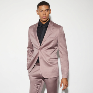 Blazer y Chaqueta Formal de Negocios para Hombre, Talla Grande, de Satén, con Logotipo Personalizado, Cierre de Botones, Corte Entallado, Casual, para Fiestas - Product Image 1