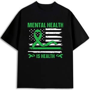 Camiseta Mental Health Is Health para hombre, 100% algodón, cuello redondo, manga corta, estampada, ecológica, hecha en EE. UU. - Product Image 1