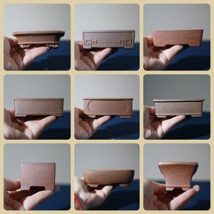 Pot à Bonsaï en Argile Violette Fait Main, Rectangulaire, Carré, Ovale, Miniature, Cuit au Bois, Zhang Kelei, Petits Pots - Product Image 1