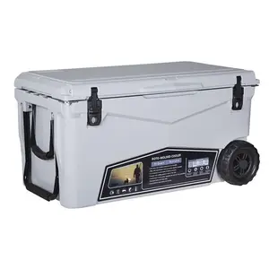 KUER LLDPE Ice Chest Heavy Duty Rotomolded Beer Ice Chest Cooler Box With Wheel For Drinks Fishing Outdoor