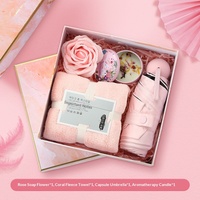 Coffrets cadeaux pour la fête des mères, la Saint-Valentin, les anniversaires, avec logo personnalisé, mini ventilateur en coton et cuir PU, parapluie, bouteille d'eau, serviette, boîte cadeau pour femmes