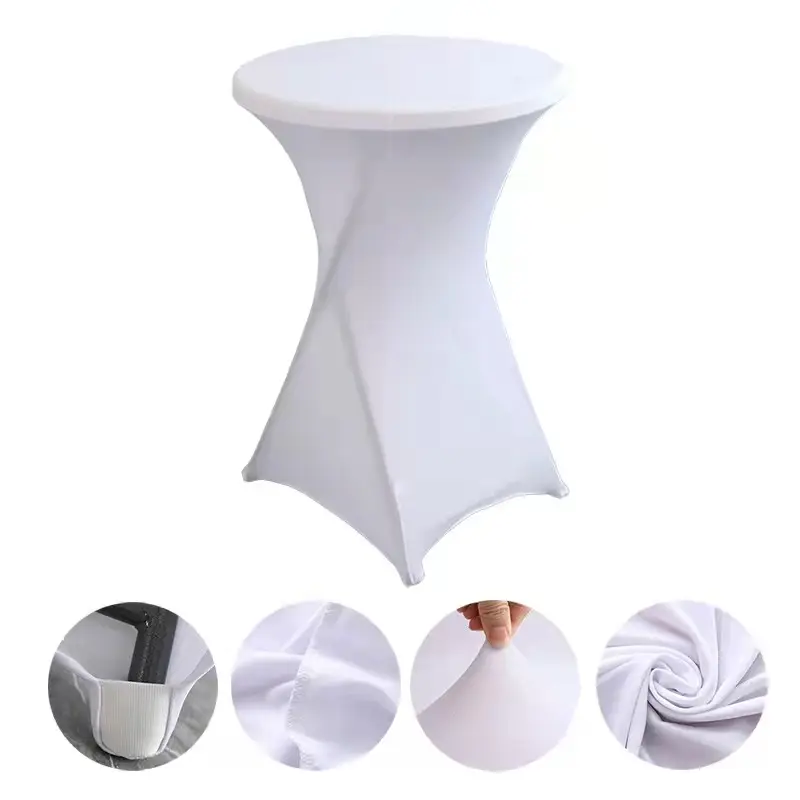 White Spandex Cocktail Table Cover for Wedding Party Decor Tablecloths