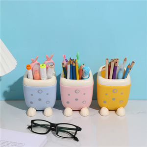 Multi Purpose Pen Holder Round PP Material 8.5x8.5x11.5cm For Student Desktop Storage - Product Image 4