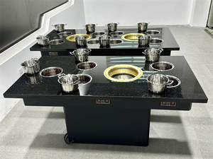 Mesa Combinada Comercial de Mármol para Hot Pot y BBQ con Calentamiento por Inducción, Parrilla Coreana sin Humo y Hot Pot Individual para Restaurante - Product Image 2