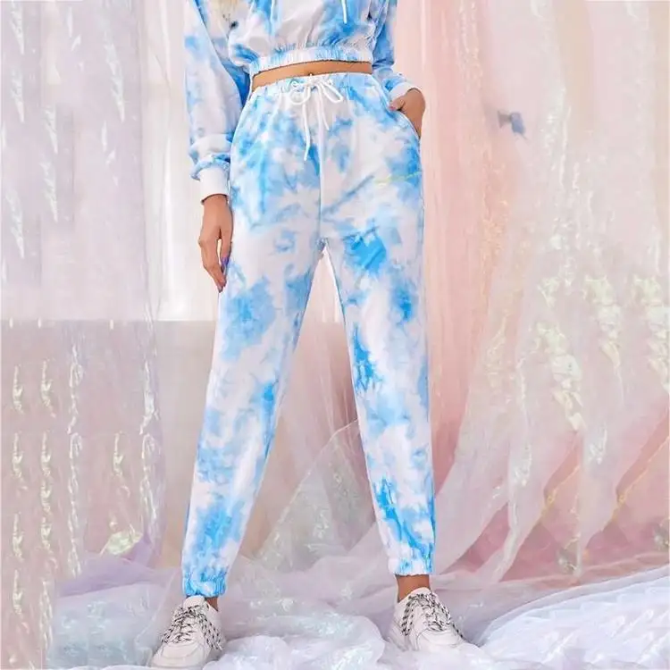 Fornitori di abbigliamento Rainbowspray pantaloni personalizzati produttori Tie Dye pantaloni tuta donna