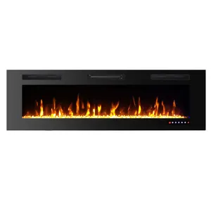 13 Color Elektro Elektrischer Kamin Insert Wall Mounted 100'' Recessed Electric Cheminee Fireplace With Led Decor Flame Effect