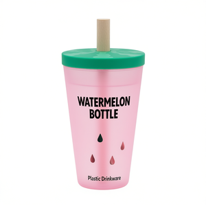 Bouteille de sport réutilisable en plastique Myrva Watermelon avec paille - Product Image 1