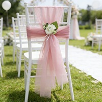 Rubans de chaise en tulle transparent pour mariage, en maille de polyester, pour décoration de dossier de chaise extérieure, rubans de chaise en forme de fleur, couvre-chaise décoratif