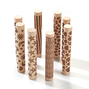 Rouleau à pâtisserie en bois petit format, gravé au laser avec logo personnalisé, motif de Noël en relief <span class=keywords><strong>pour</strong></span> biscuits - Product Image 3