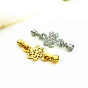 Cierre de Collar con Nudo Chino, Chapado en Oro de 18K, Plata con Circonita Cúbica, para Fabricación de Joyería, Componentes DIY - Product Image 4