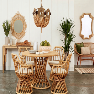 Juego de Mesas y Sillas de Bambú Tejido para Jardín, Diseño Europeo Moderno para Patio, Balcón y Sala de Estar - Product Image 1