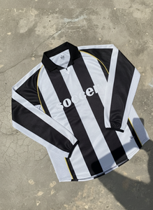 定制黑色蓝色条纹设计长袖Maglie Calcio升华印花品牌标志字母Abbigliamento Uomo足球运动衫 - Product Image 5