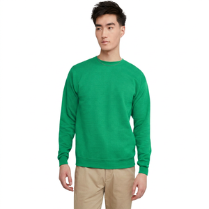 Sweat-shirt unisexe à col rond en molleton vert uni avec poignets côtelés – Haut décontracté et sportif pour l'hiver – Vente en gros - Product Image 1