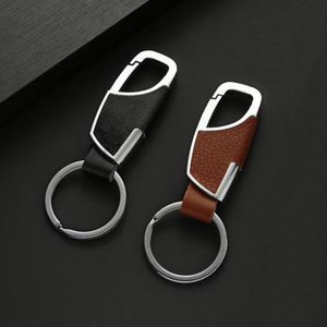 Custom Logo Metal <b>Key</b> <b>Chains</b> Waist Hanging Keychains <b>Key</b> Holder Men Best Gift Keyring Real Pebbled Leather Keychain - Product Image 2